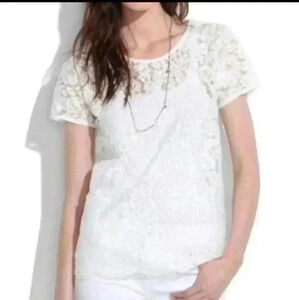 🌵Madewell flirty white lace tee